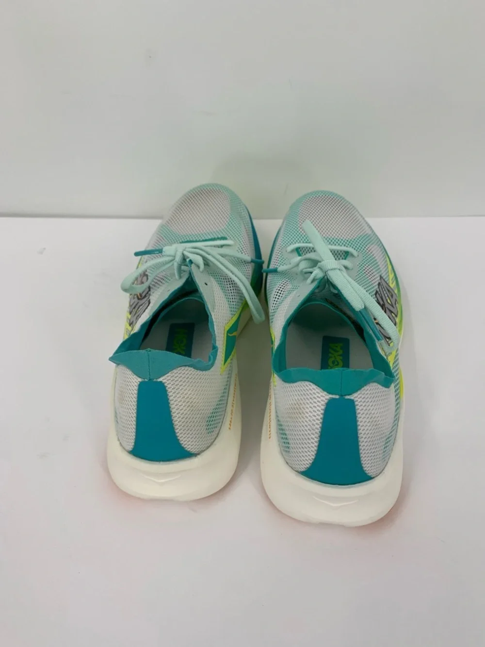 Hoka One One Cielo road running sneakers shoe white blue yellow women 9